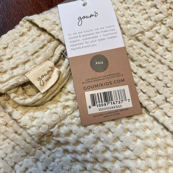 NWT Goumi Kids Mom Alabaster Waffle Robe XS/S White Organic Cotton - Picture 3 of 3